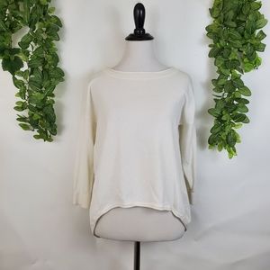 French Connection White Cream Knit Lace Crochet Blouse Size Small Long Sleeve